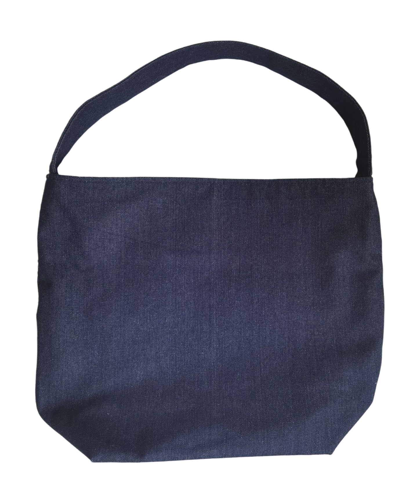 RS Enjoy Life Tote Shoulder Patchwork Embroidery Linen Jean Denim Casual Shopping Quality Bag for Grocery Travel Beach Gift (Concise Patchwork, Wider Size)