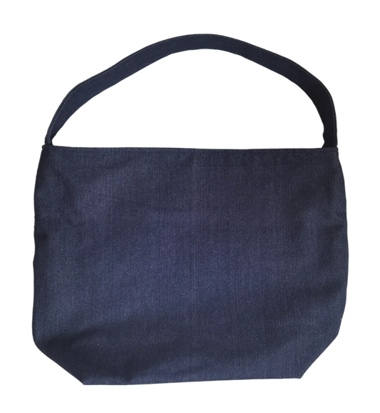 RS Enjoy Life Tote Shoulder Patchwork Embroidery Linen Jean Denim Leisure Casual Shopping Bag for Grocery Travel Beach Gift Handbag Handles with Floral Pattern(Embroidery Patchwork, Wider Size)